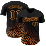 Custom Black Bay Orange 3D Pattern Design Leopard Print Fade Fashion Authentic rugby Jersey