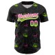 Custom Black Pink-Neon Green 3D Gothic Style Fluorescence Skull Authentic rugby Jersey Custom Black Pink-Neon Green 3D Gothic Style Fluorescence Skull Authentic rugby Jersey
