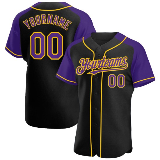 Custom Black Purple-Yellow Authentic Raglan Sleeves rugby Jersey Custom Black Purple-Yellow Authentic Raglan Sleeves rugby Jersey