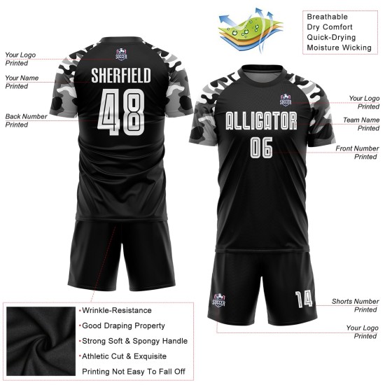 Custom Black White-Camo Sublimation Uniform Jersey Custom Black White-Camo Sublimation Uniform Jersey
