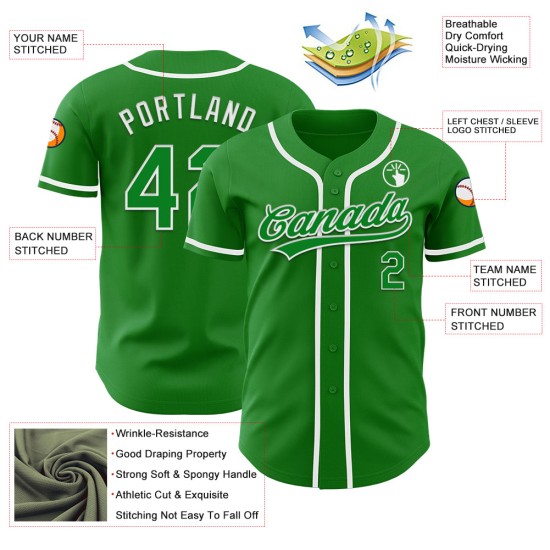 Custom Grass Green White Authentic rugby Jersey Custom Grass Green White Authentic rugby Jersey