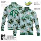 Custom Lakes Blue Kelly Green-White Flamingo And Tropical Hawaii Palm Tree 3D Bomber Full-Snap Varsity Letterman Jacket Custom Lakes Blue Kelly Green-White Flamingo And Tropical Hawaii Palm Tree 3D Bomber Full-Snap Varsity Letterman Jacket