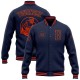 Custom Navy Orange Bomber Full-Snap Varsity Letterman Jacket Custom Navy Orange Bomber Full-Snap Varsity Letterman Jacket