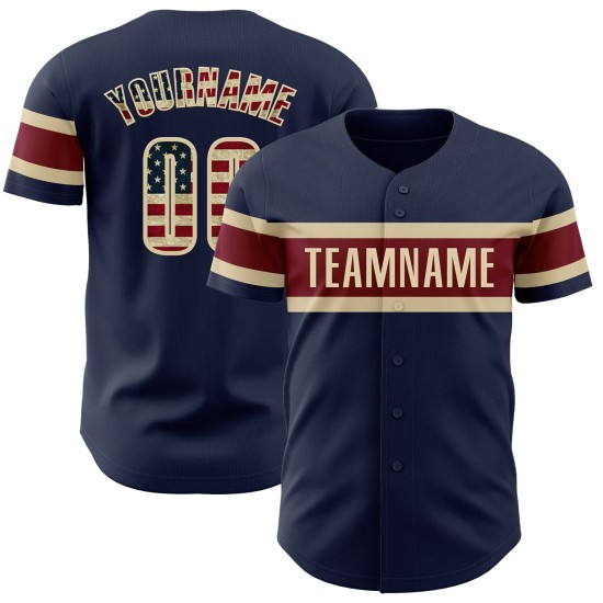 Custom Navy Vintage USA Flag Cream-Crimson Authentic rugby Jersey Custom Navy Vintage USA Flag Cream-Crimson Authentic rugby Jersey