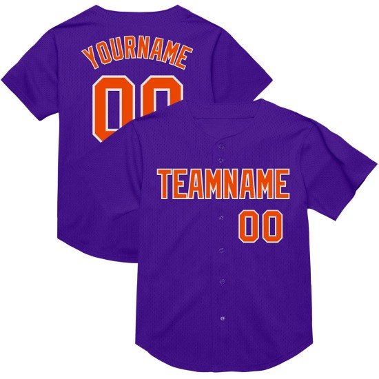 Custom Purple Orange-White Mesh Authentic Throwback rugby Jersey Custom Purple Orange-White Mesh Authentic Throwback rugby Jersey