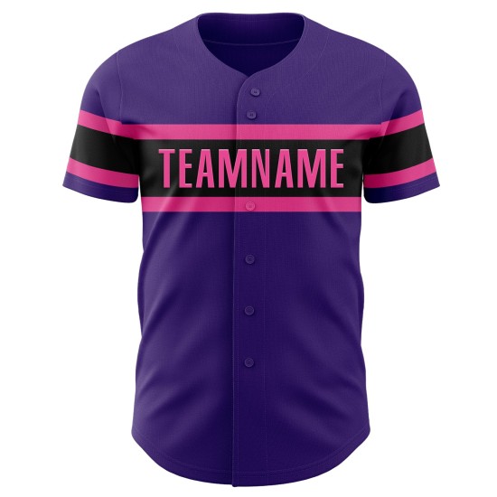 Custom Purple Black-Pink Authentic rugby Jersey Custom Purple Black-Pink Authentic rugby Jersey