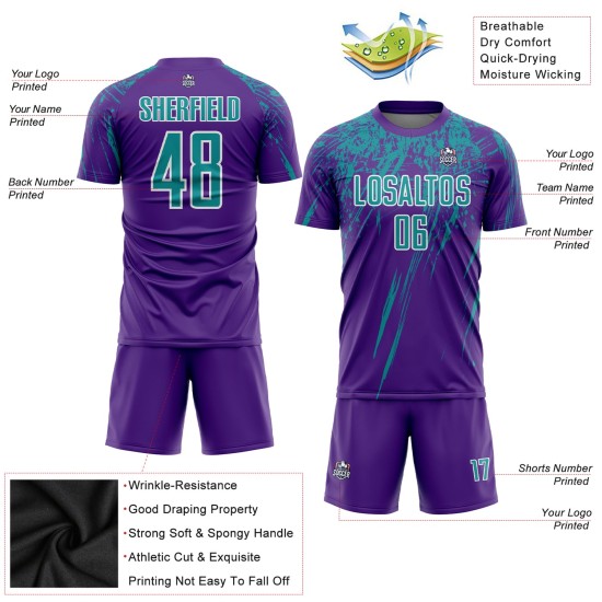 Custom Purple Teal-White Sublimation Uniform Jersey Custom Purple Teal-White Sublimation Uniform Jersey