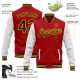 Custom Red Black-Gold Bomber Full-Snap Varsity Letterman Two Tone Jacket Custom Red Black-Gold Bomber Full-Snap Varsity Letterman Two Tone Jacket