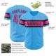 Custom Sky Blue Pink-Black Authentic rugby Jersey Custom Sky Blue Pink-Black Authentic rugby Jersey