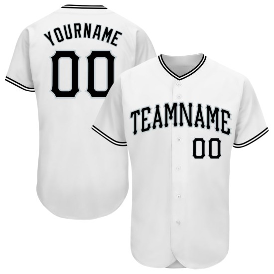 Custom White Black-Silver Authentic rugby Jersey Custom White Black-Silver Authentic rugby Jersey