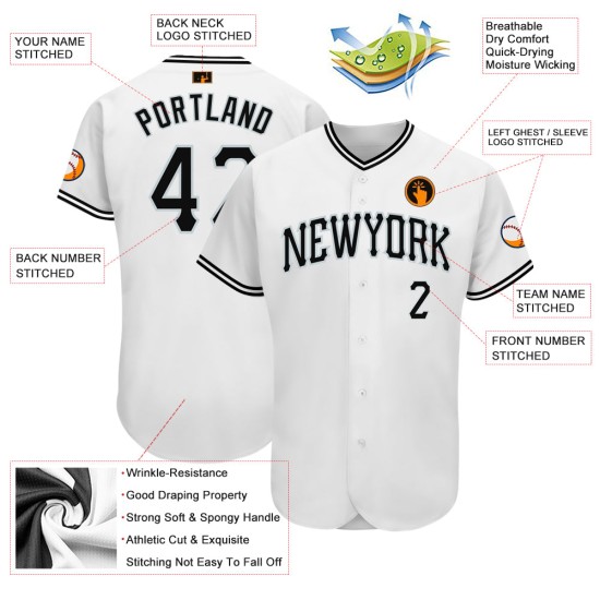 Custom White Black-Silver Authentic rugby Jersey Custom White Black-Silver Authentic rugby Jersey
