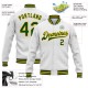 Custom White Green-Gold Bomber Full-Snap Varsity Letterman Jacket Custom White Green-Gold Bomber Full-Snap Varsity Letterman Jacket