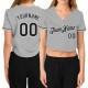 Custom Women’s Gray Black-White V-Neck Cropped rugby Jersey