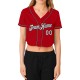 Custom Women’s Red White-Black V-Neck Cropped rugby Jersey
