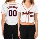 Custom Women’s White Navy-Orange V-Neck Cropped rugby Jersey