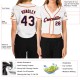 Custom Women’s White Navy-Orange V-Neck Cropped rugby Jersey